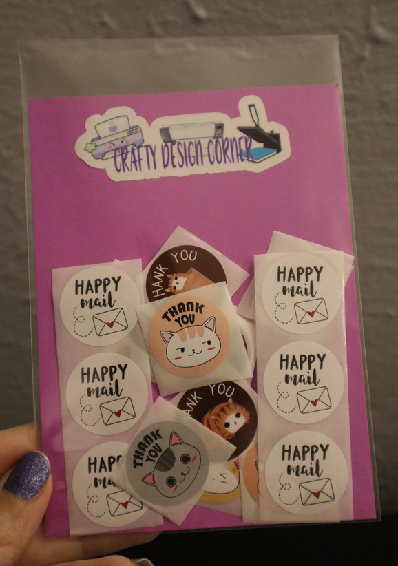 21 pcs Happy Mail and Cat Thank you Stickers