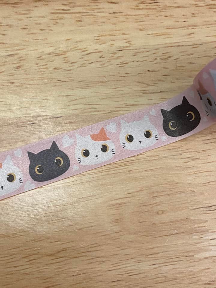 Sample Card of Kawaii Cat Heads Washi Tape