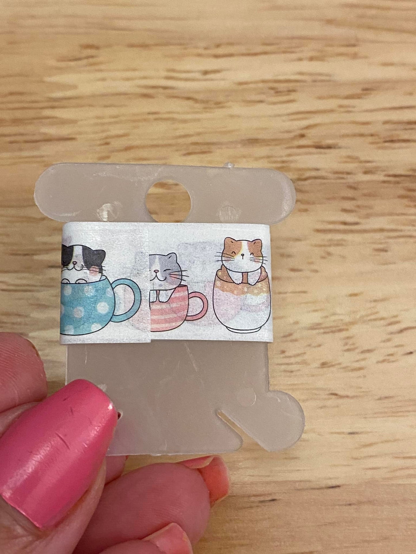 Sample Card of Kawaii Tea Cup Cats Washi Tape