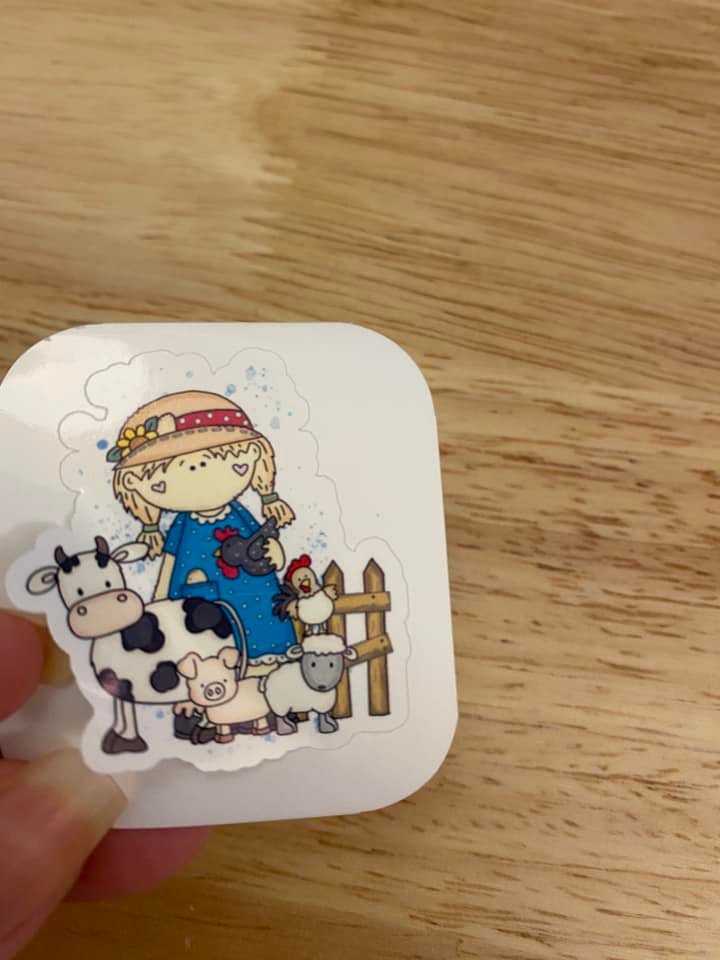 Cow Girl Garden with bucket Sticker