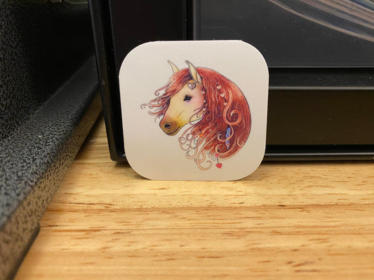 White Brown Horse Head Sticker