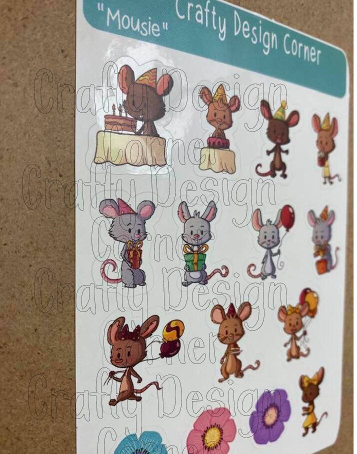 Cute 1" Mousie Planner Sticker Sheet, Mouse Sticker Sheet, Mice Sticker Sheet