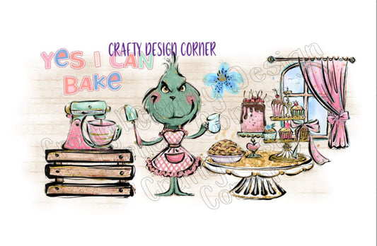 Grinch Baker Clipart Yes I can Bake Design JPEG/PNG DIGITAL Download