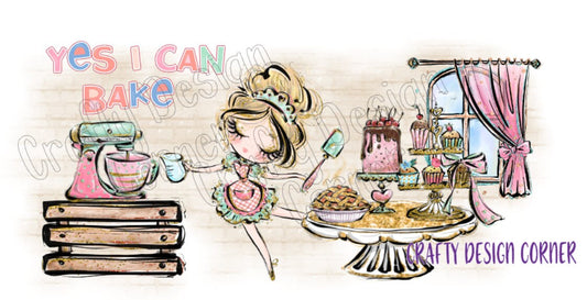 Cute Blonde Baker Clipart Yes I can Bake Design JPEG/PNG DIGITAL Download
