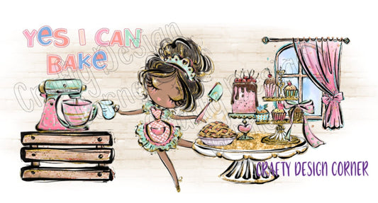 Cute Baker Clipart Yes I can Bake Design JPEG/PNG DIGITAL Download