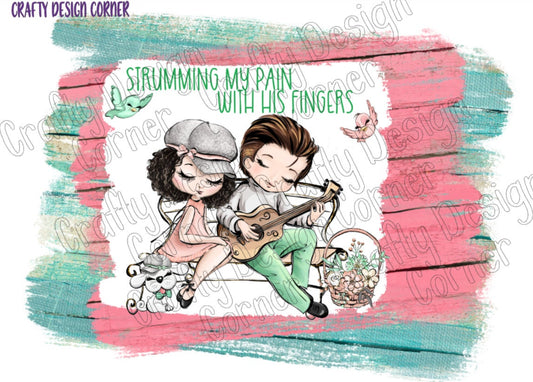 Brunette Strumming my Pain with his fingers JPEG/PNG DIGITAL Download