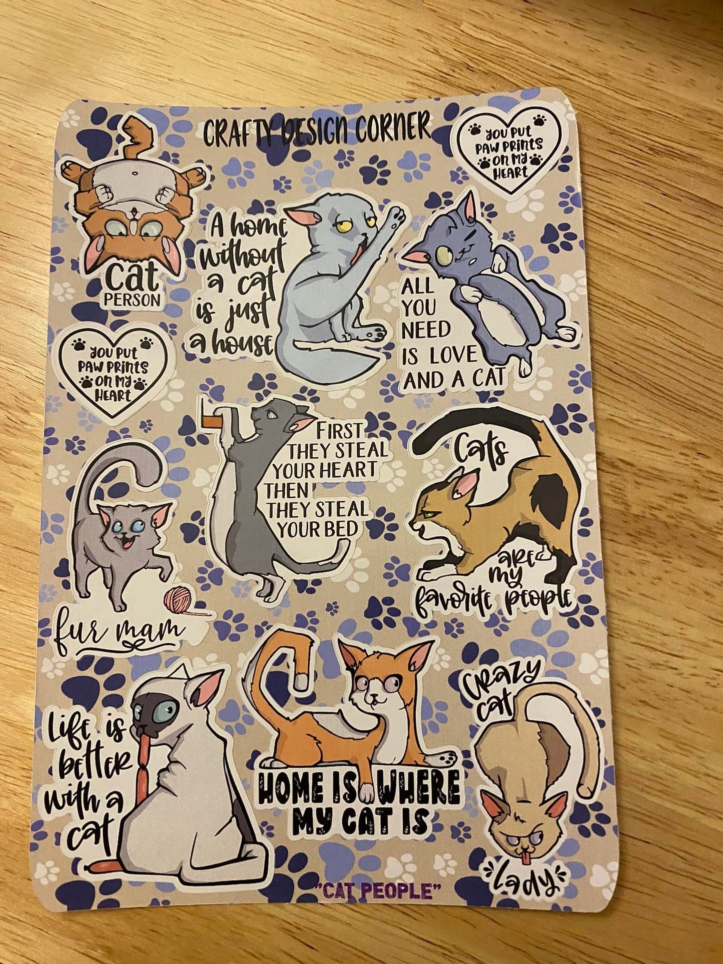 Sheet of 2" Cat Mom STICKER Sheet