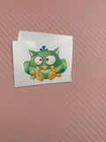 Cute Green Owl Monster Sticker, Cute Monster Sticker