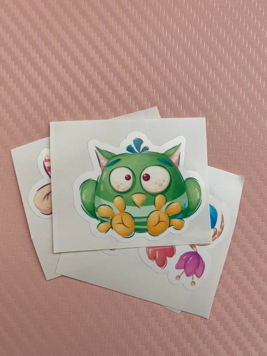 Cute Green Owl Monster Sticker, Cute Monster Sticker