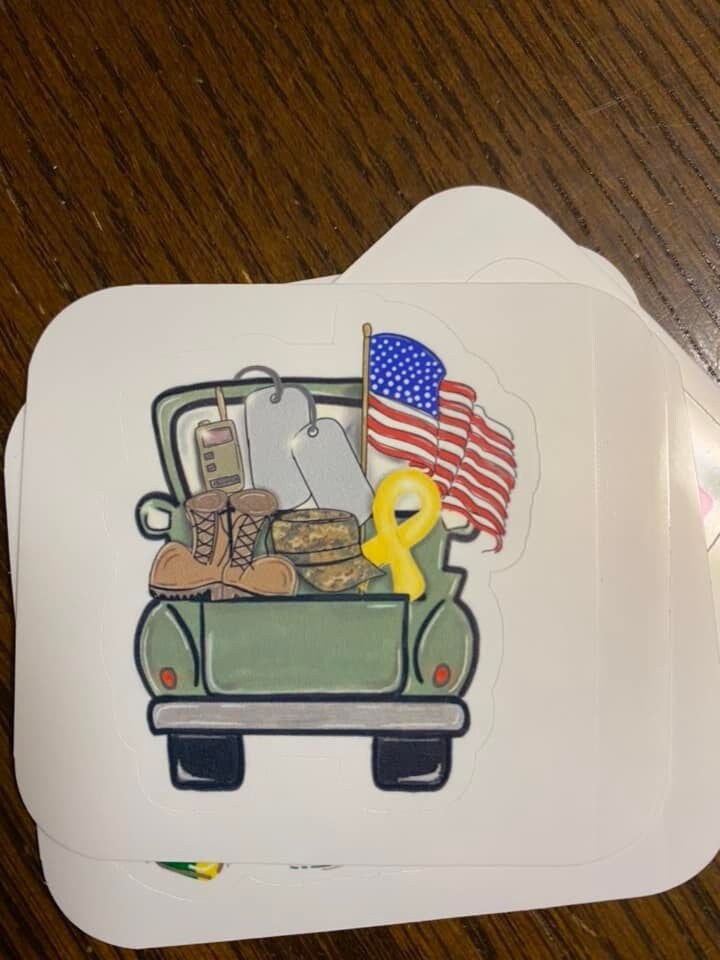 Military Truck with Flag and ABU STICKER, Military Boots sticker, Laptop sticker, Airforce sticker, military sticker, ABU