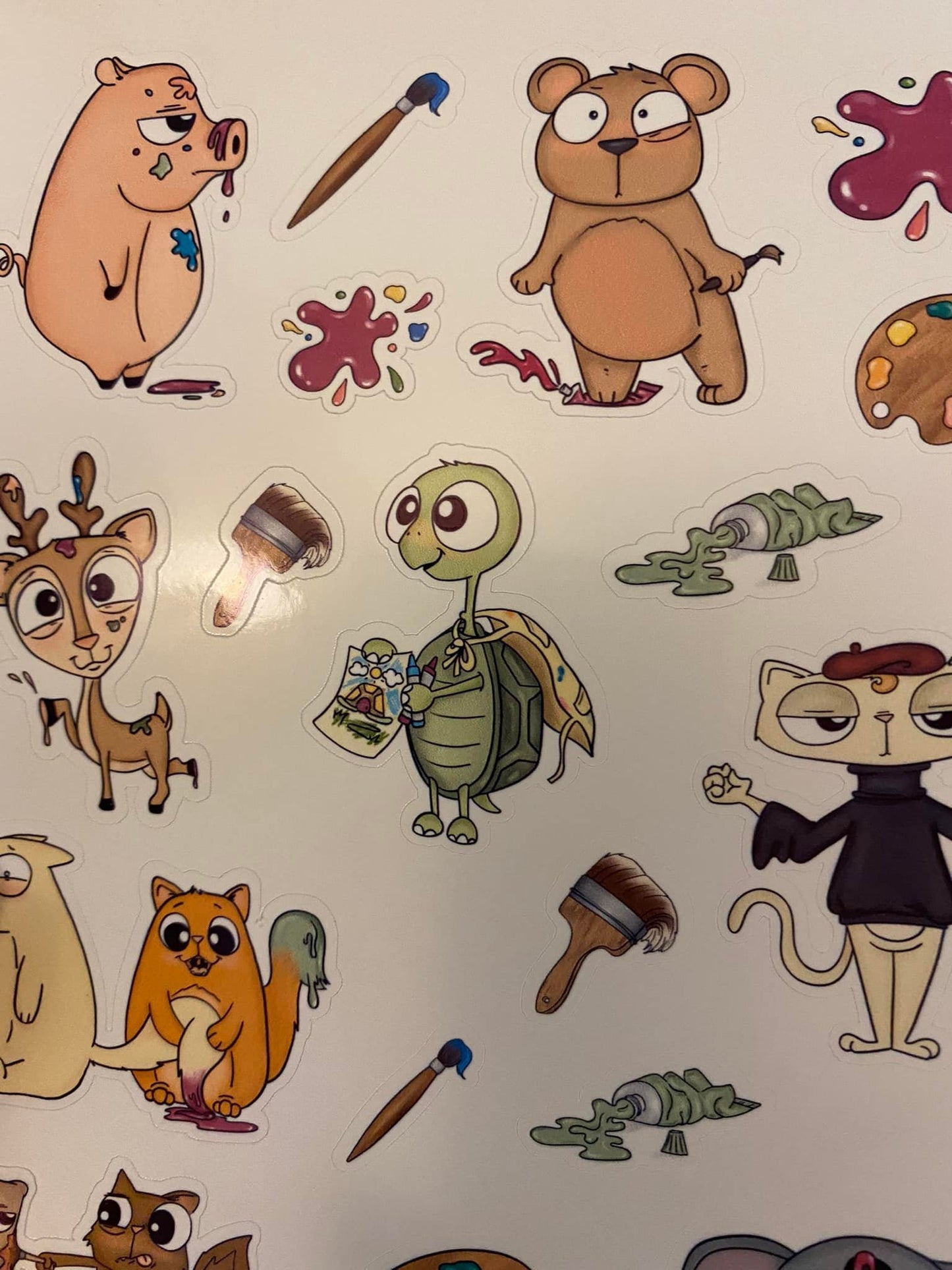 BOPP Animals Painting Buddies Stickers,Funny animal painting buddies, Cute animals painting
