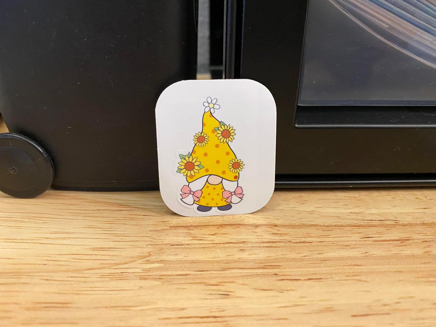 Gnome with Pigtails and Sunflower Sticker, Sunflower with Gnome Sticker, Gnome and Flowers Sticker, Cute Gnome with Sunflower