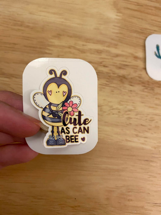 Cute as Can Bee STICKER, Bee Sticker, cute Bee sticker, bee design