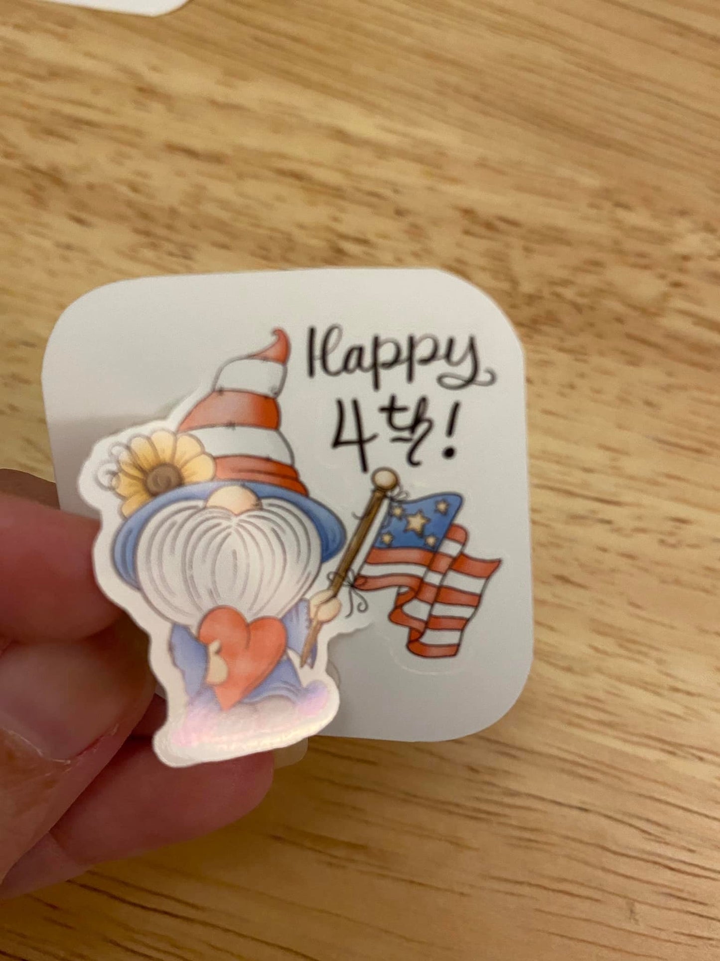 Happy 4th STICKER , American Flag Sticker with Gnome , Gnome sticker, Gnome car decal