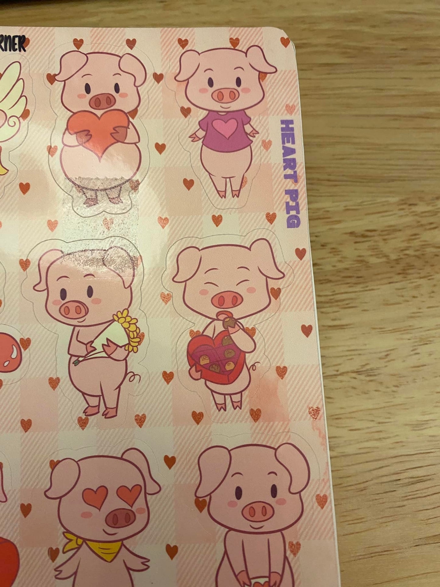 OOPSIE 1.6" Valentine Pigs Pink Stickers, Pink Love Pigs Sticker, Cute Pig Sticker, Pink with hearts Pig Sticker, Love Heart Pigs, oops