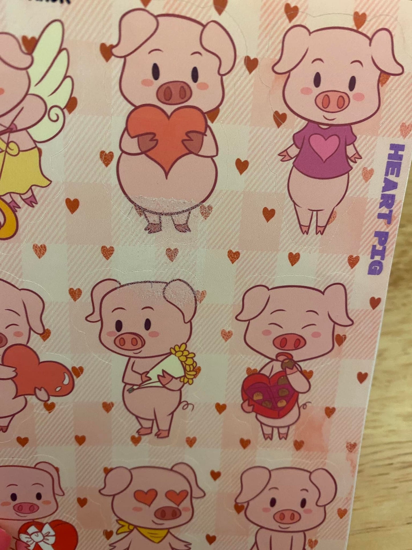 OOPSIE 1.6" Valentine Pigs Pink Stickers, Pink Love Pigs Sticker, Cute Pig Sticker, Pink with hearts Pig Sticker, Love Heart Pigs, oops