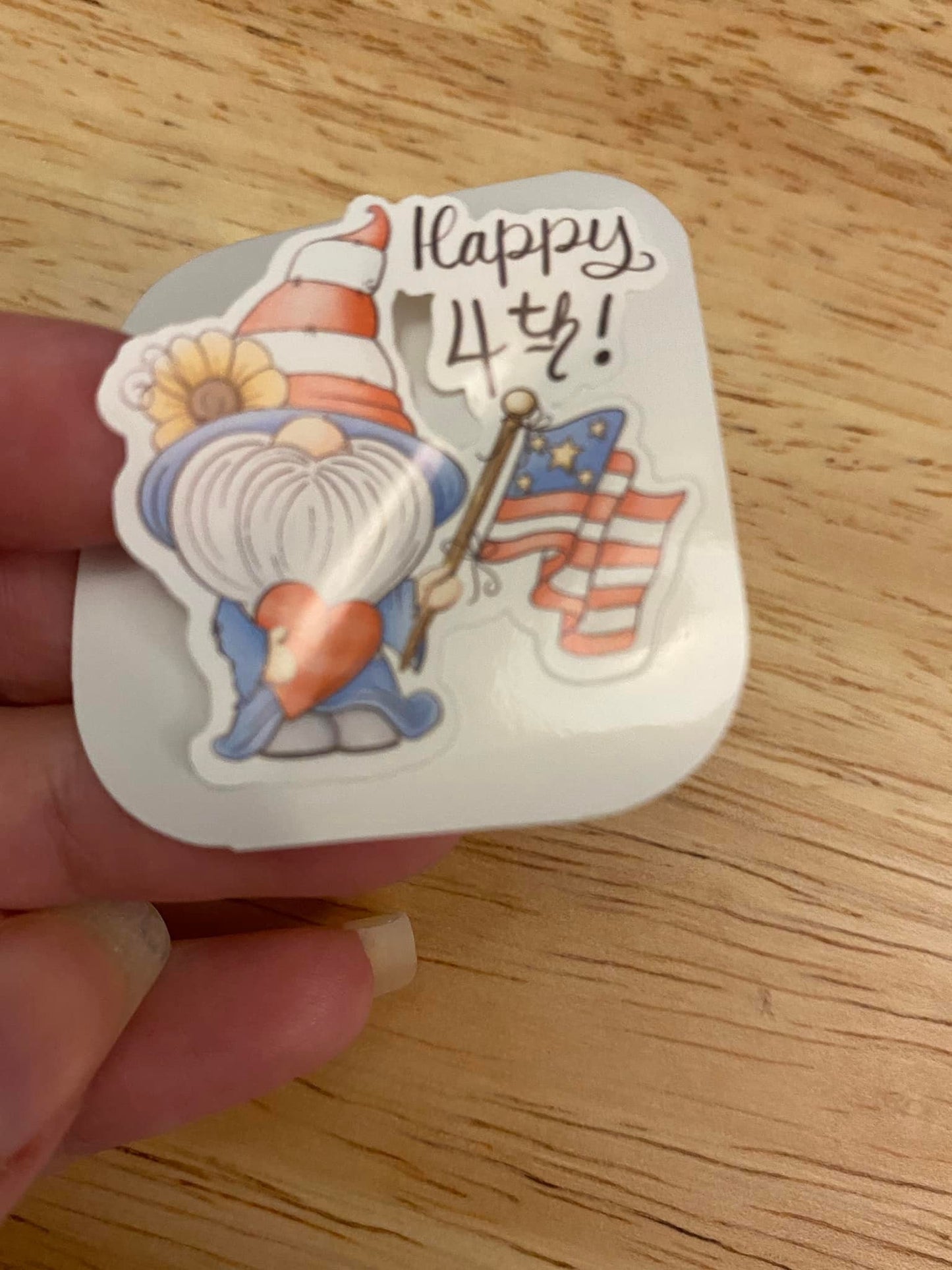 Happy 4th STICKER , American Flag Sticker with Gnome , Gnome sticker, Gnome car decal
