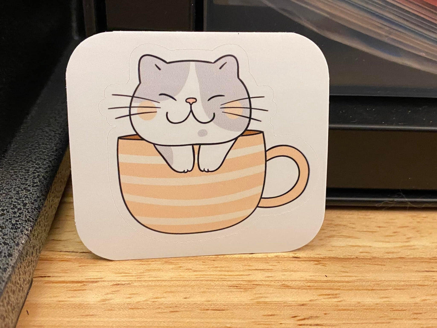 Cat Tea Cup Sticker