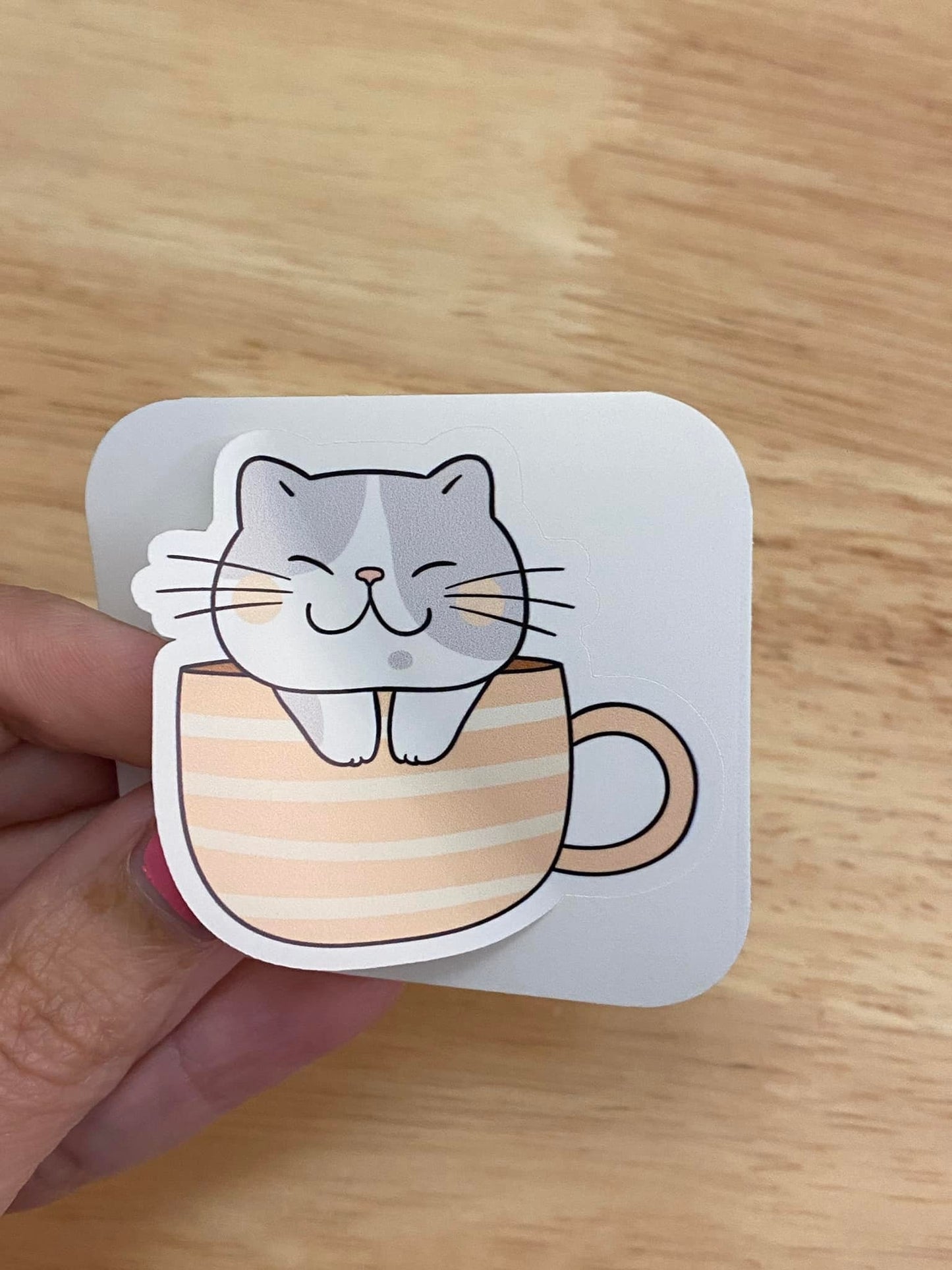 Cat Tea Cup Sticker