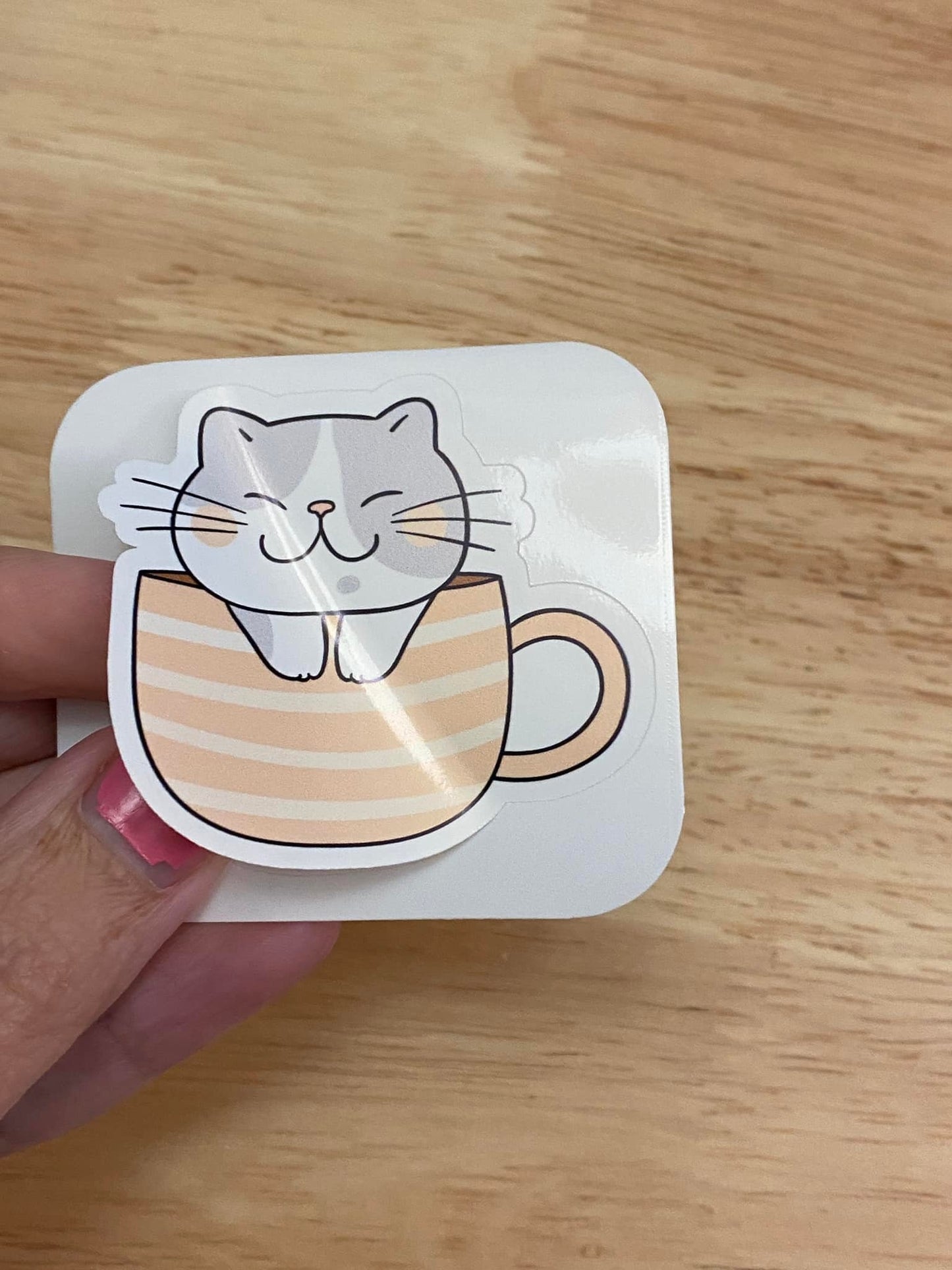 Cat Tea Cup Sticker