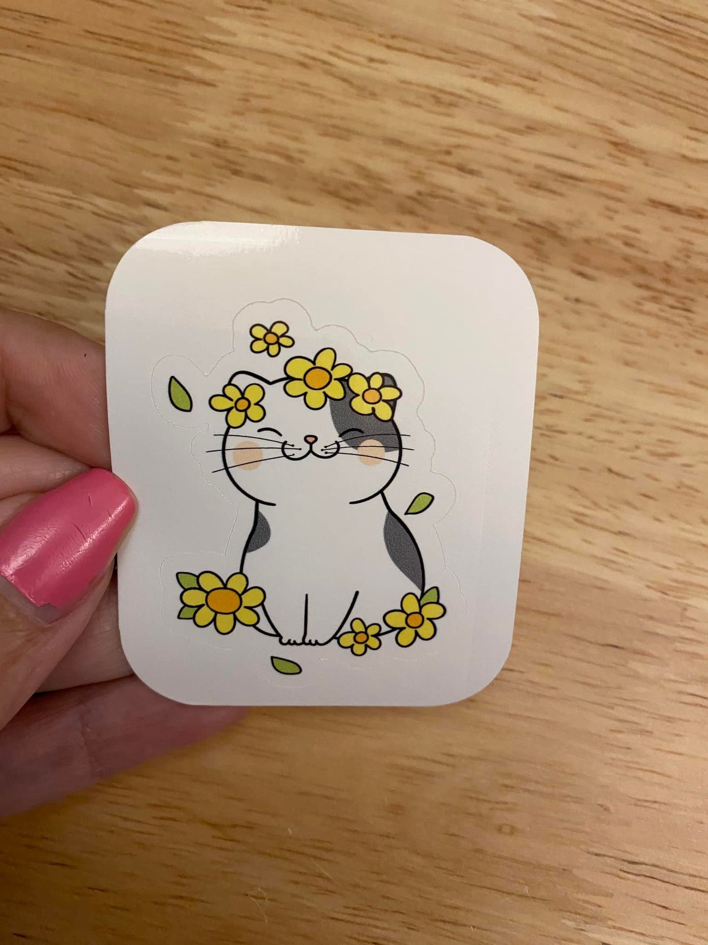 Calico Cat in Daisy Sticker