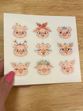 Sheet of Cute Pig Face Stickers