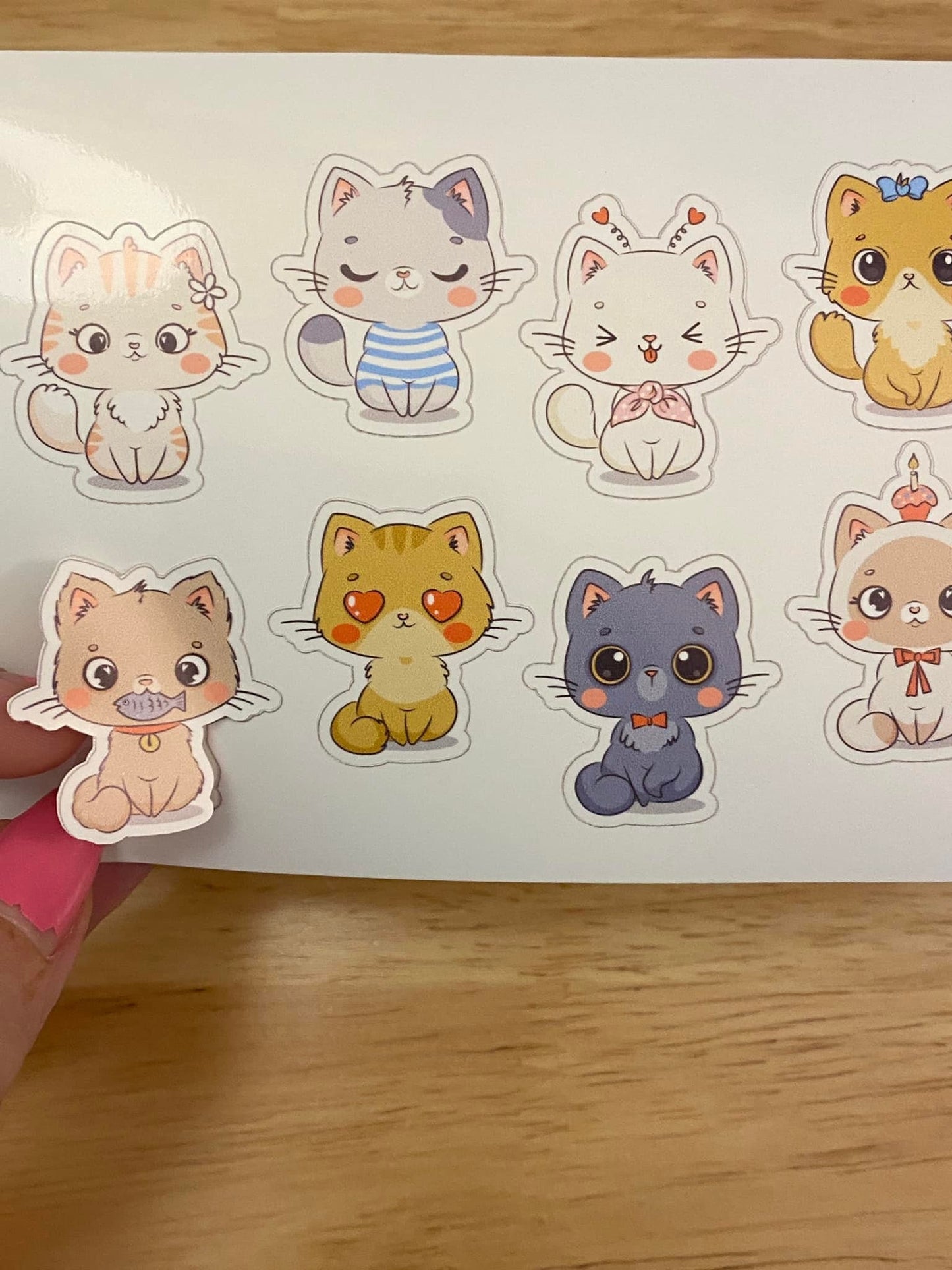 Sheet of Cute Kitty Cat Stickers