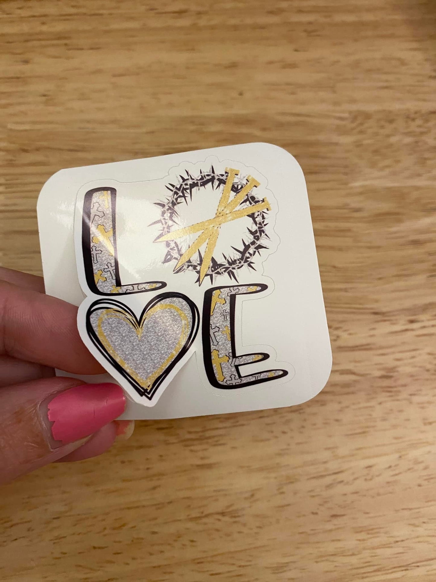 Love with Crown of Thorns Sticker