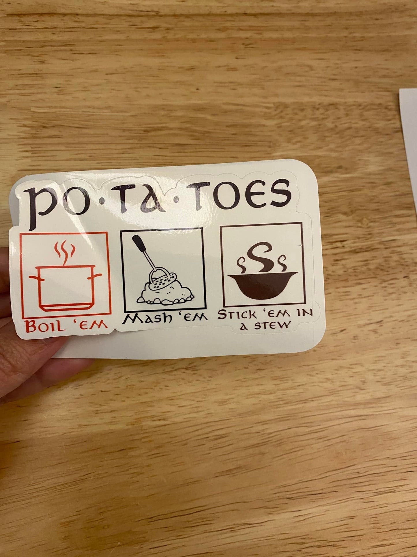 Potatoes Boil Mash Stew Sticker, Food Sticker, Potatoes Sticker, Boil'em Stickers