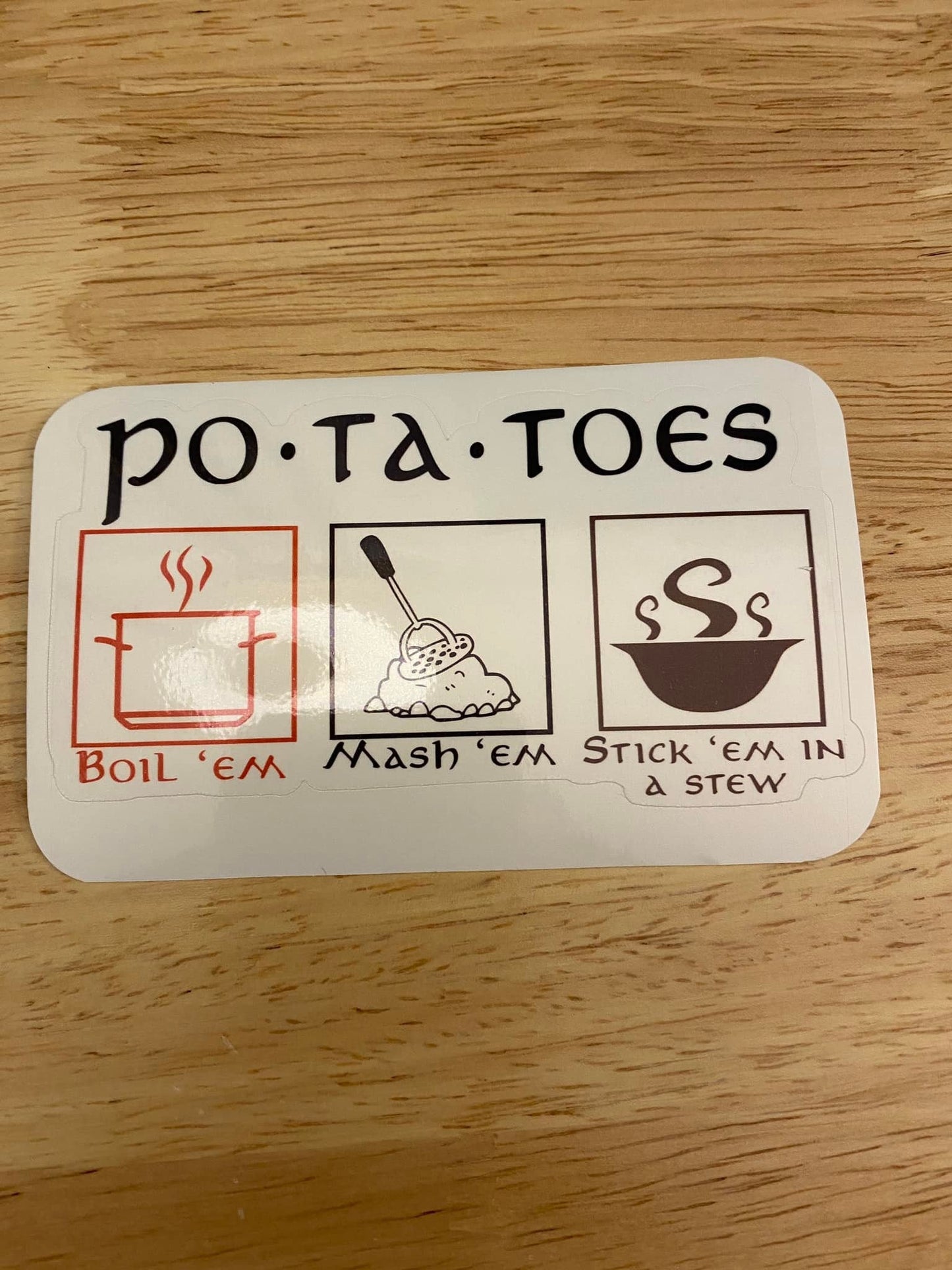 Potatoes Boil Mash Stew Sticker, Food Sticker, Potatoes Sticker, Boil'em Stickers