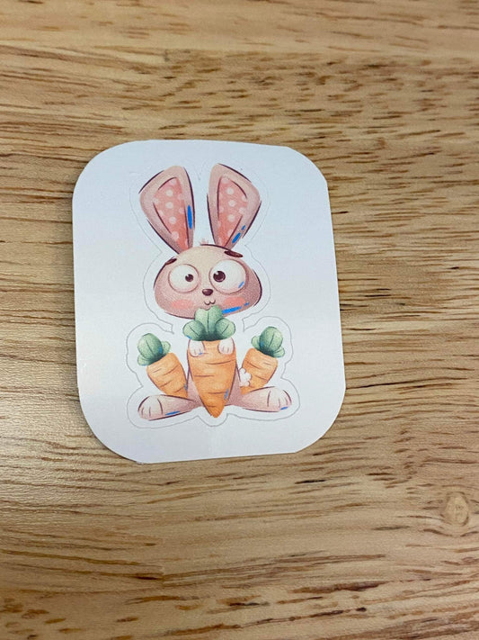 Cute Bunny with Carrots Sticker, Rabbit with carrots Sticker, Bunny Sticker, Rabbit Sticker, Cute Bunny sticker with carrots