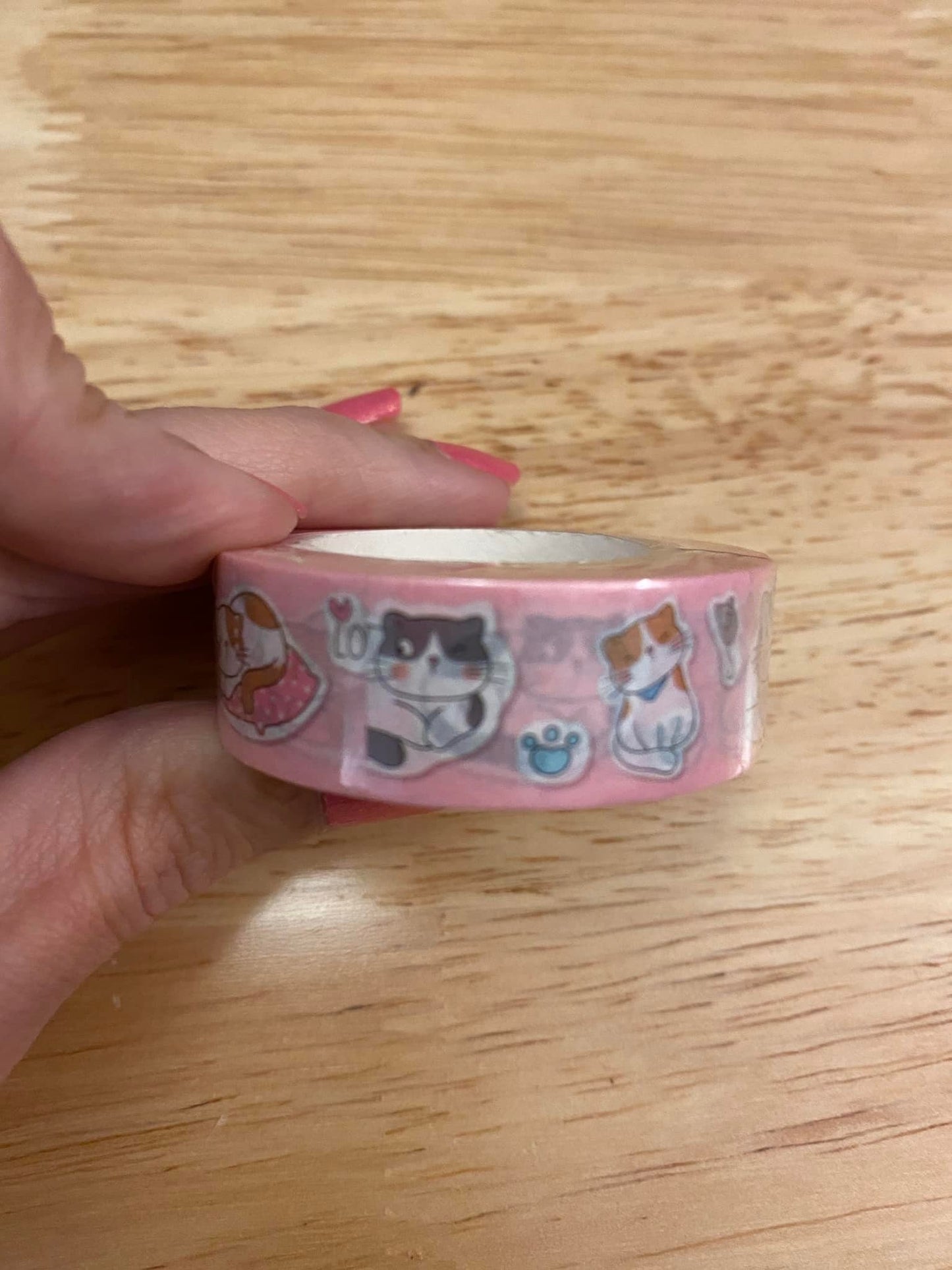 Big Roll of Pink Cat Washi Tape