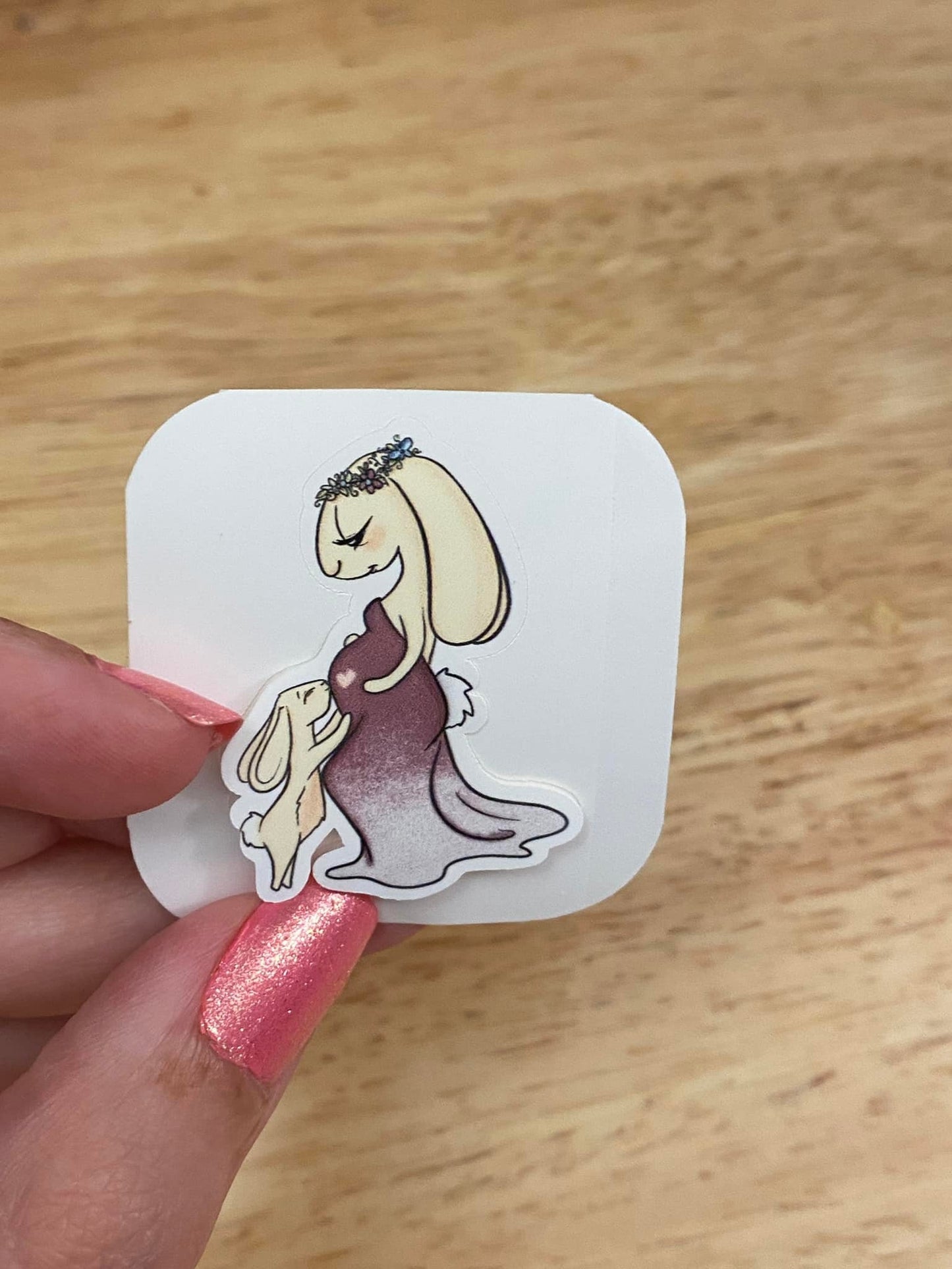 Cute Pregnant Rabbit with Bunny Sticker