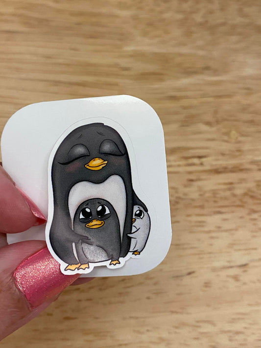 Cute Mom Penguin w Babies Sticker