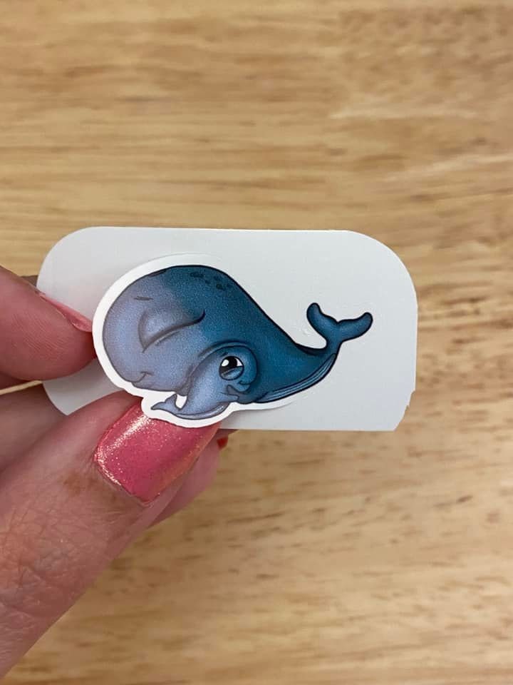 Cute Blue Whale Mom with baby Sticker