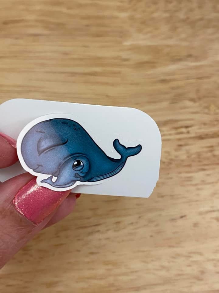 Cute Blue Whale Mom with baby Sticker