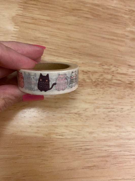 Big Roll of Multi Color Sitting Cats Washi Tape