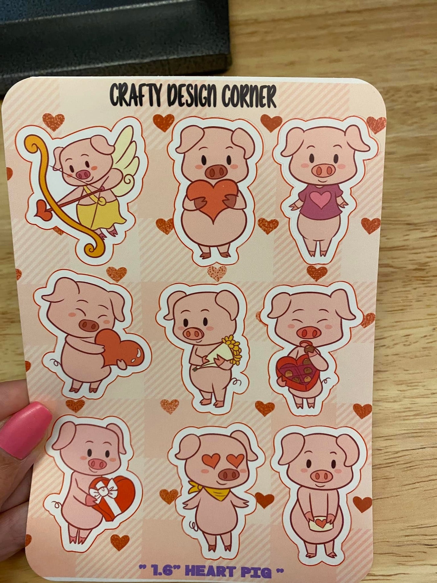 OOPSIE 1.6" Valentine Pigs white outlined Stickers