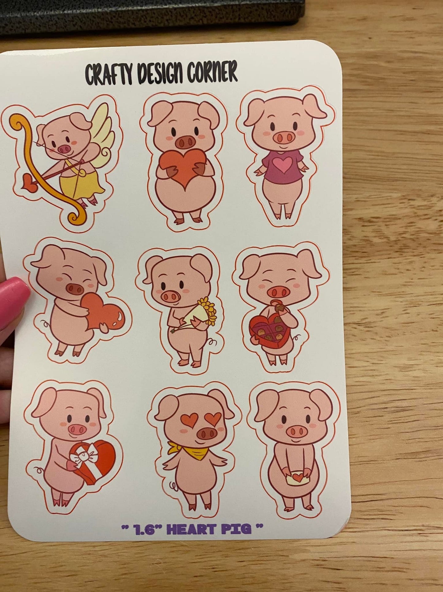 OOPSIE 1.6" Valentine Pigs White Stickers