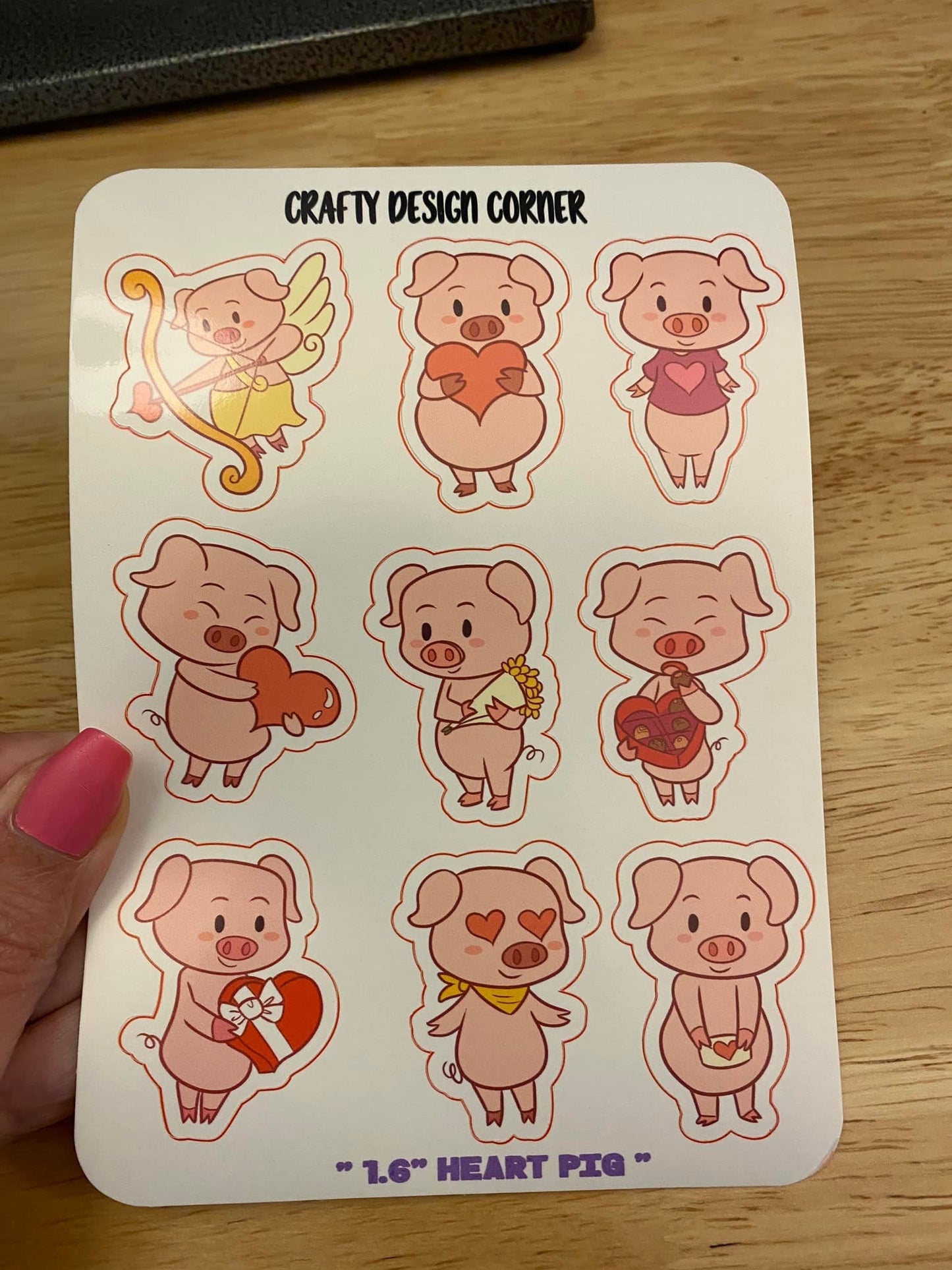 OOPSIE 1.6" Valentine Pigs White Stickers
