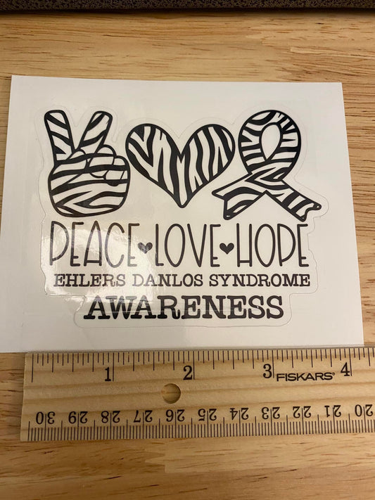 Oopsie Peace Love Hope Ehlers Danlos Syndrome Awareness Sticker