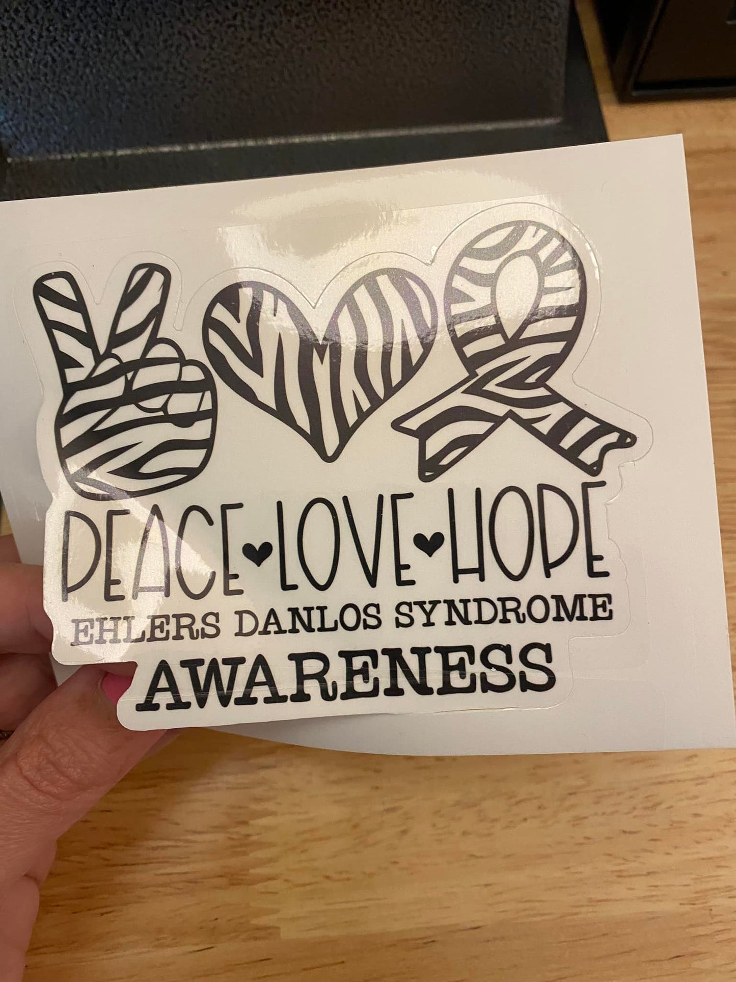 Oopsie Peace Love Hope Ehlers Danlos Syndrome Awareness Sticker