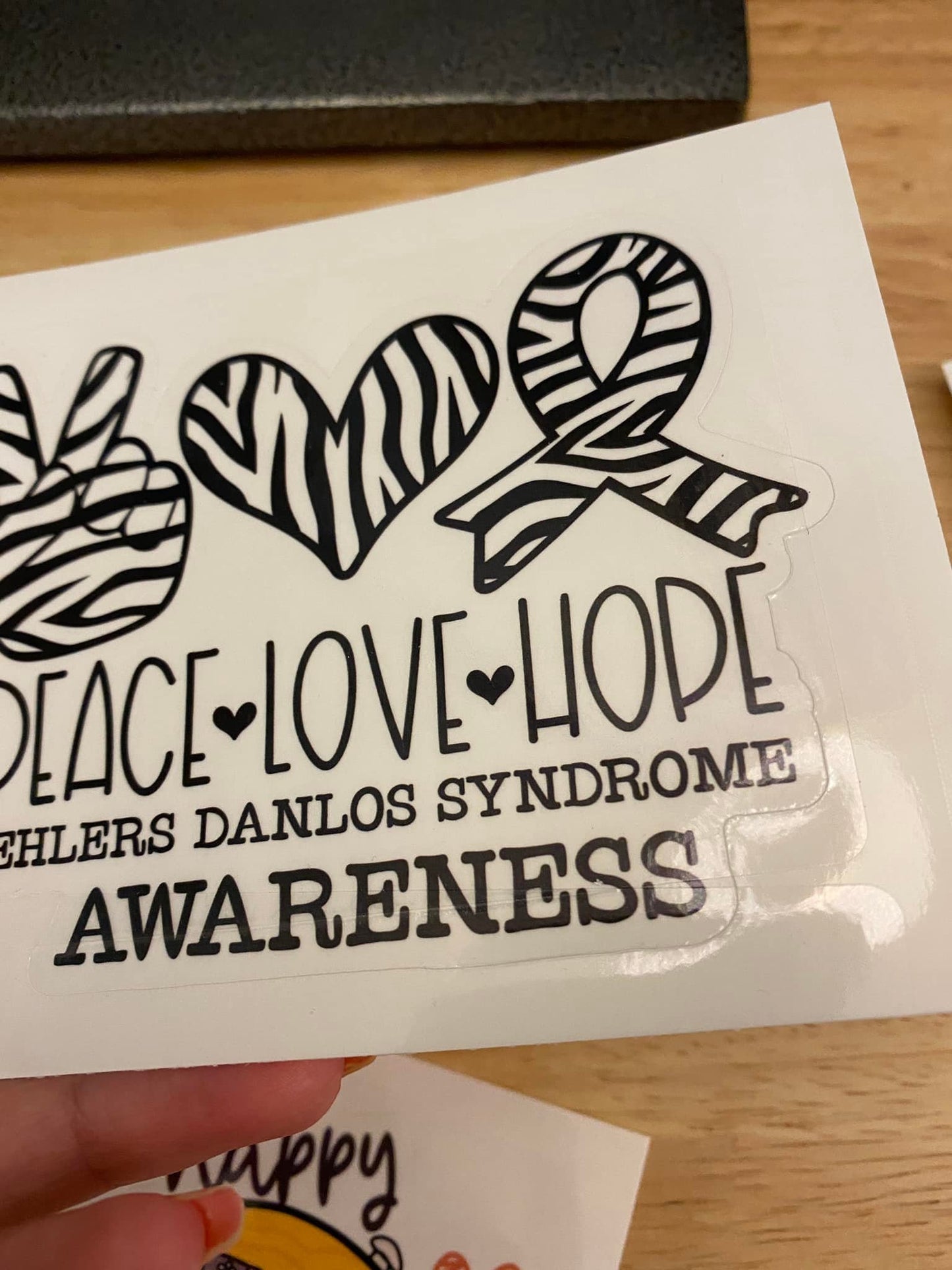 Oopsie Peace Love Hope Ehlers Danlos Syndrome Awareness Sticker