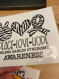 Oopsie Peace Love Hope Ehlers Danlos Syndrome Awareness Sticker
