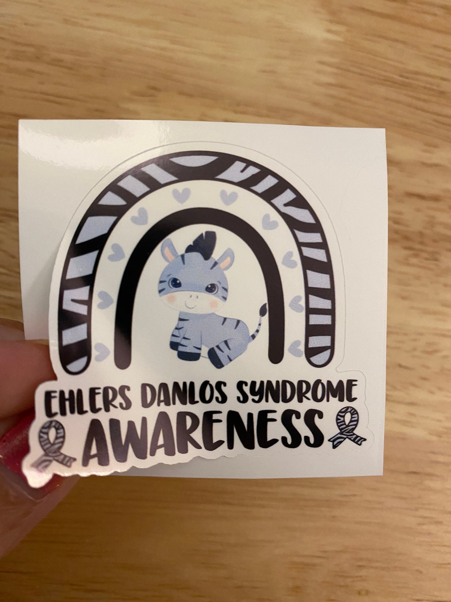 Zebra Eds Awareness STICKER, Ehlers Danlos Syndrome Sticker, Mobility Syndrome sticker, EDS Zebra Sticker