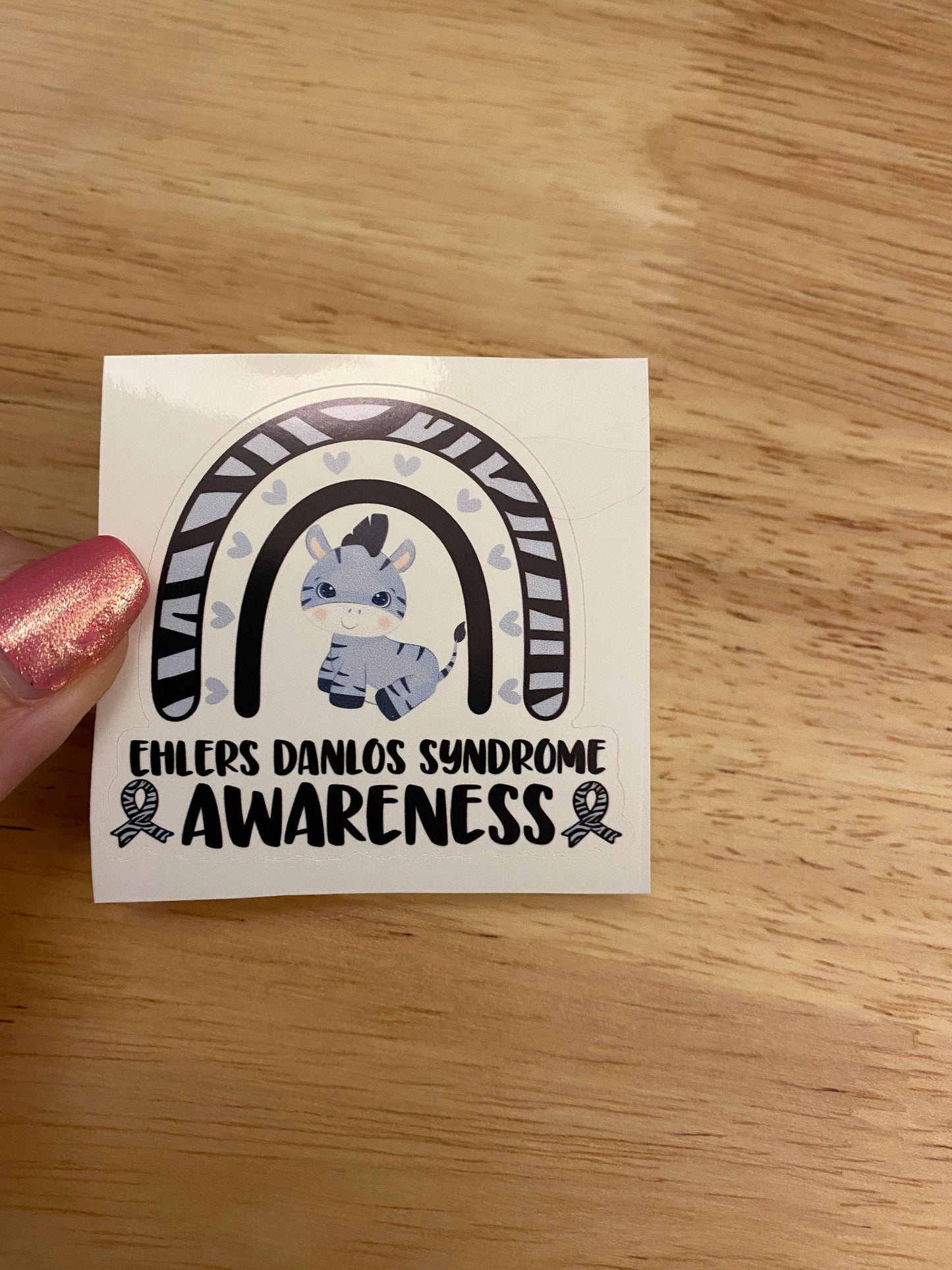 Zebra Eds Awareness STICKER, Ehlers Danlos Syndrome Sticker, Mobility Syndrome sticker, EDS Zebra Sticker