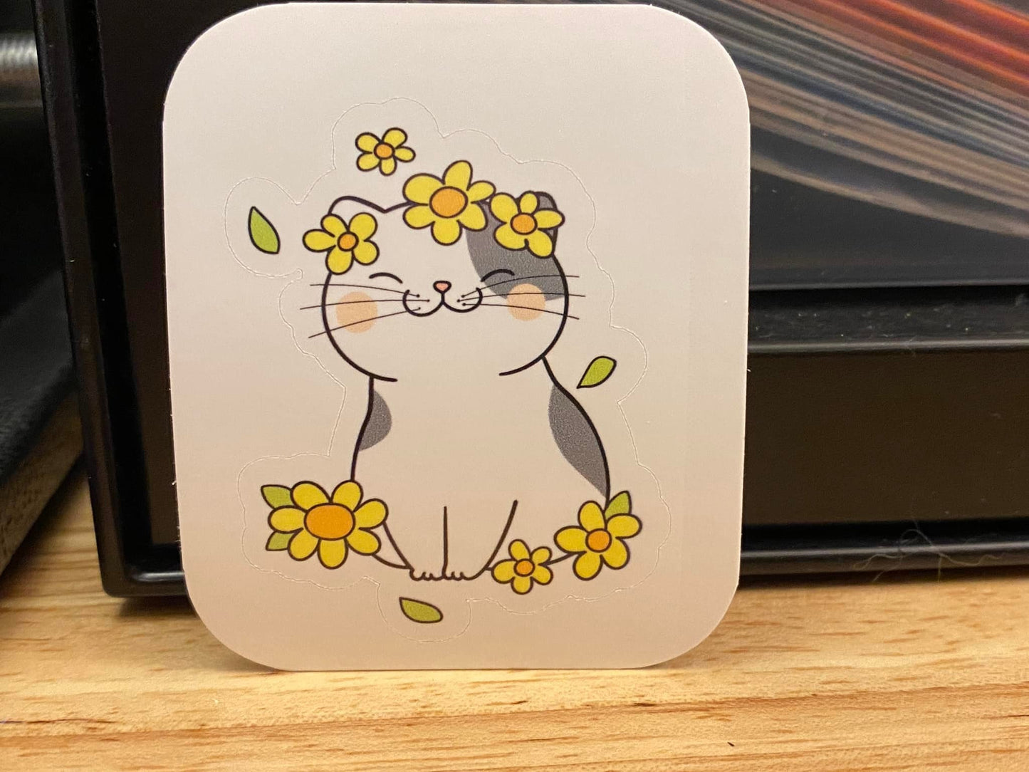Calico Cat in Daisy Sticker