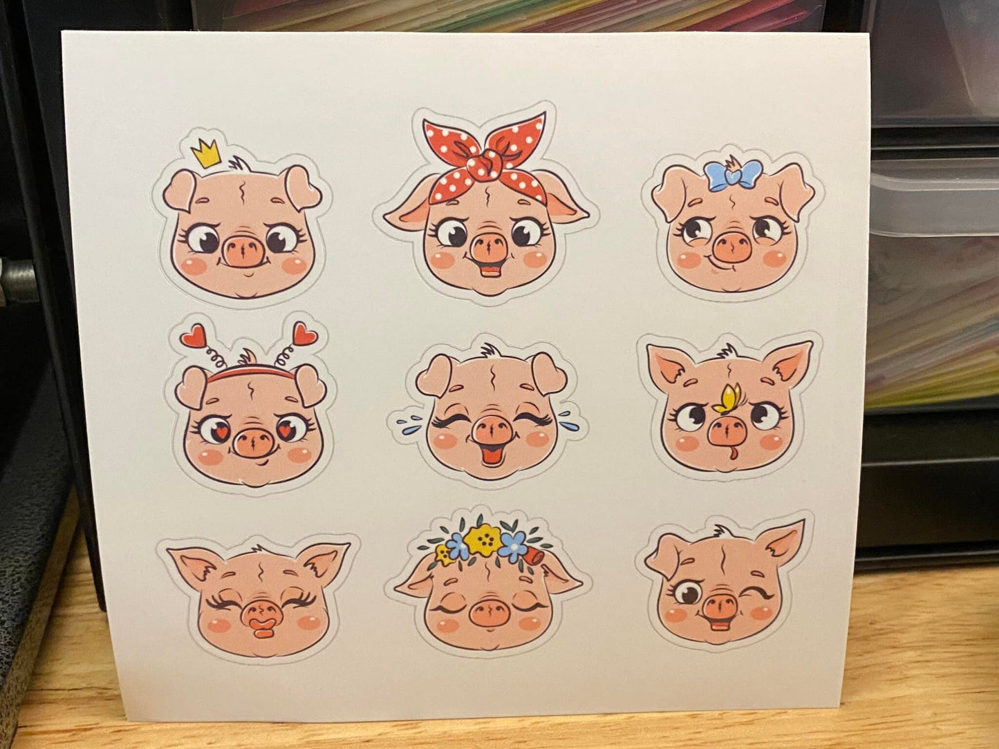 Sheet of Cute Pig Face Stickers