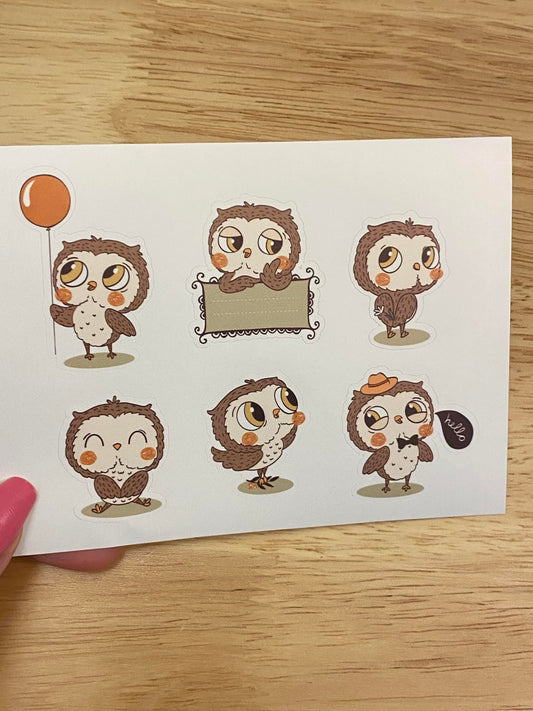 Sheet of Cute Owl Stickers