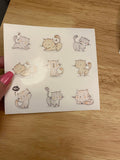 Sheet of Cute Playing Cat Stickers
